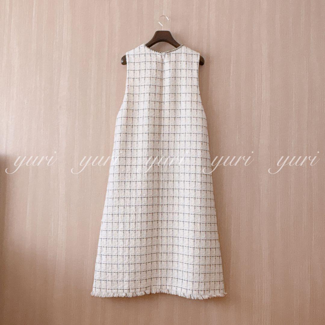 【1271】アナイ　チェックツィードジャンパースカート　白黒　38