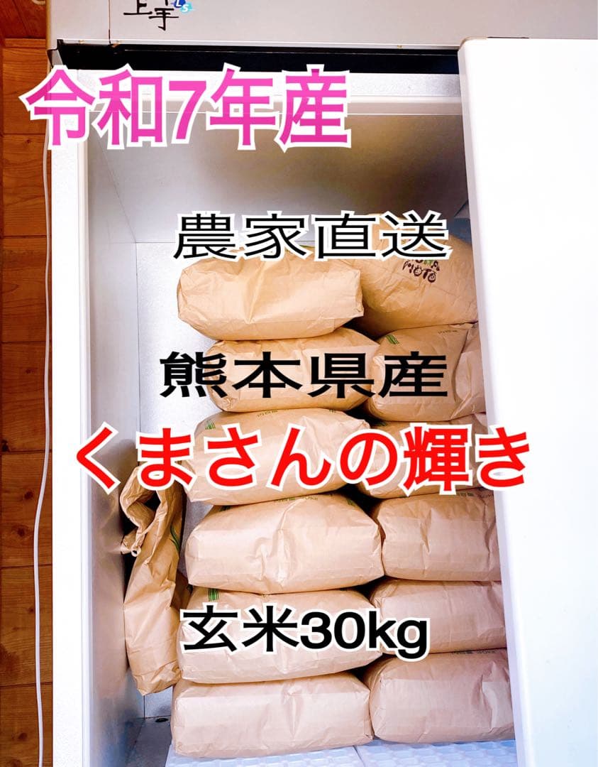 お米　熊本県産　くまさんの輝き　令和7年産　玄米　30キロ　新米　送料込