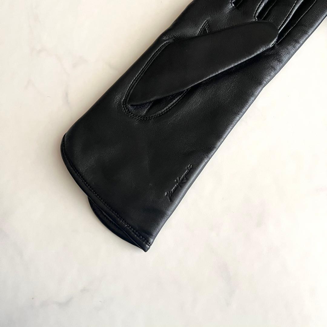 ほぼ未使用 マメクロゴウチ ラムレザー 手袋 グローブ カシミヤ ブラック 黒