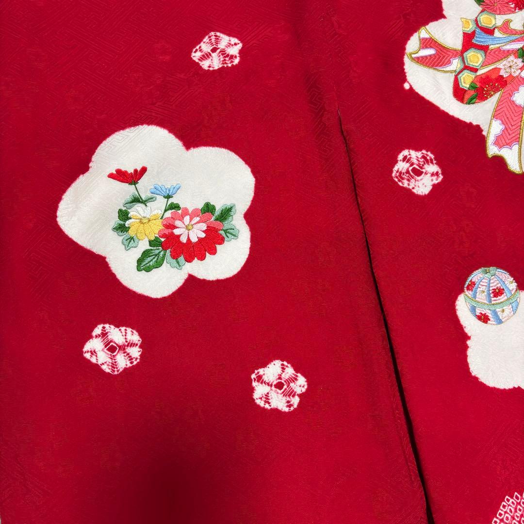 《未使用》豪華総刺繍❗️ 桶絞り お宮参り 産着 本絞り 刺繍入り赤※染色飛びアリ