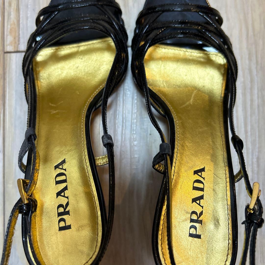 PRADA プラダ　ミュール　35 ブラック　エナメル