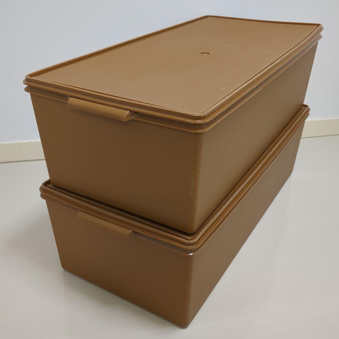 【2個セット】タッパーウェア　ディープロングスーパーケース　収納　茶