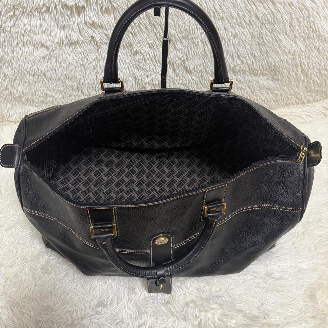 うし様⭐️dunhill ダンヒル ボストンバッグ レザー ロゴ刻印 ブラック