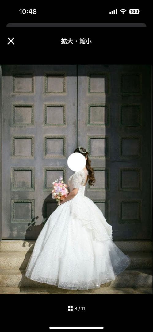 Aラインキラキラ韓国風ウェディングドレス