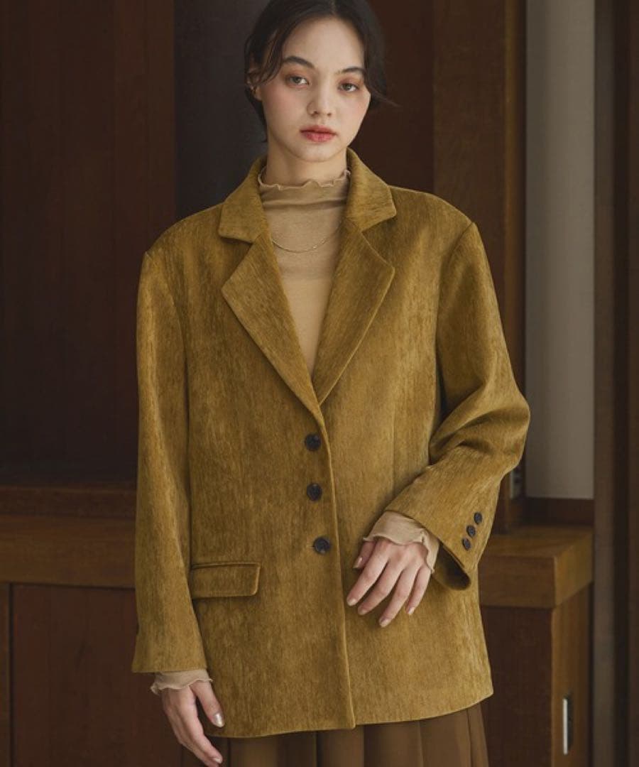 新品タグ付き☆OLUN ルーズベーシックモールジャケット 【マスタード　s】