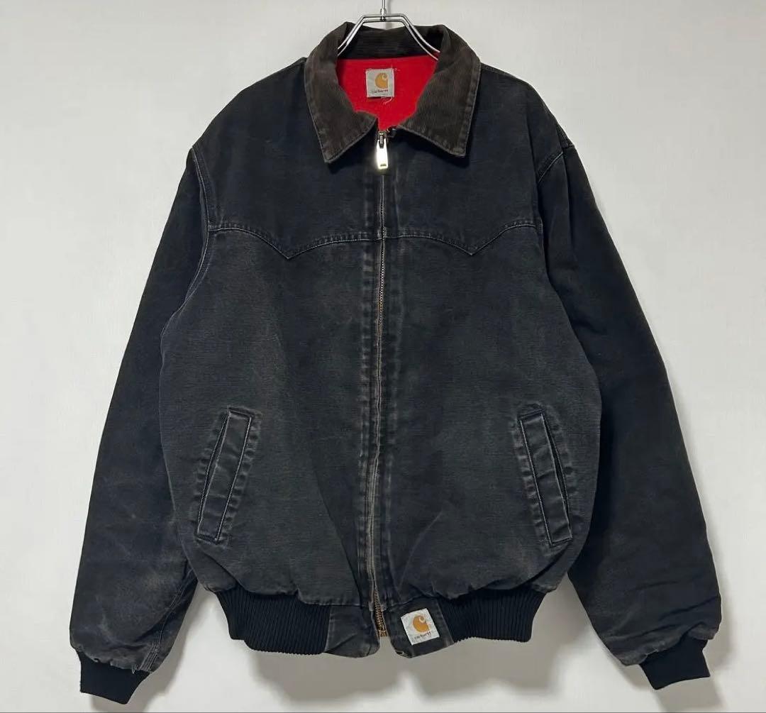 80s carhartt santa fe jacket ブラックXL