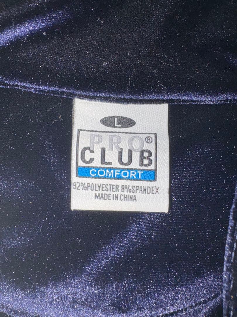 PRO CLUB ネイビー フルジップジャケット　ベロア　L