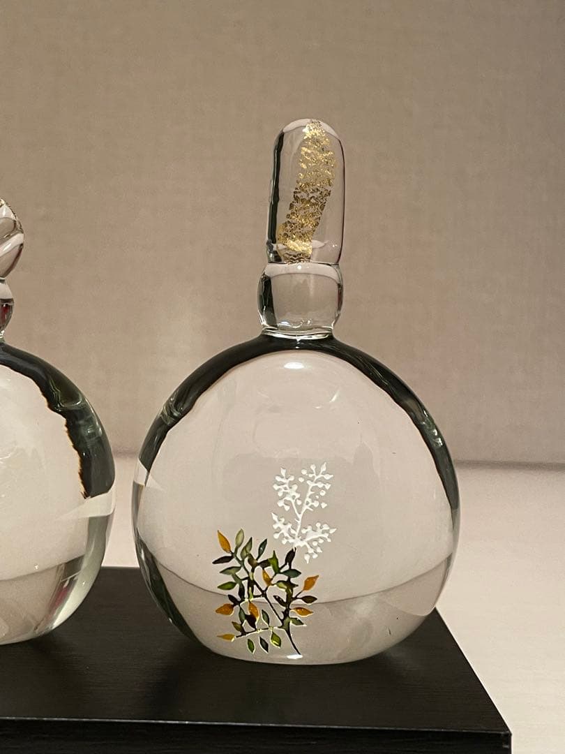 未使用 ガラス作家 金津沙矢香 さん ガラスのお雛様 南天のおひな様