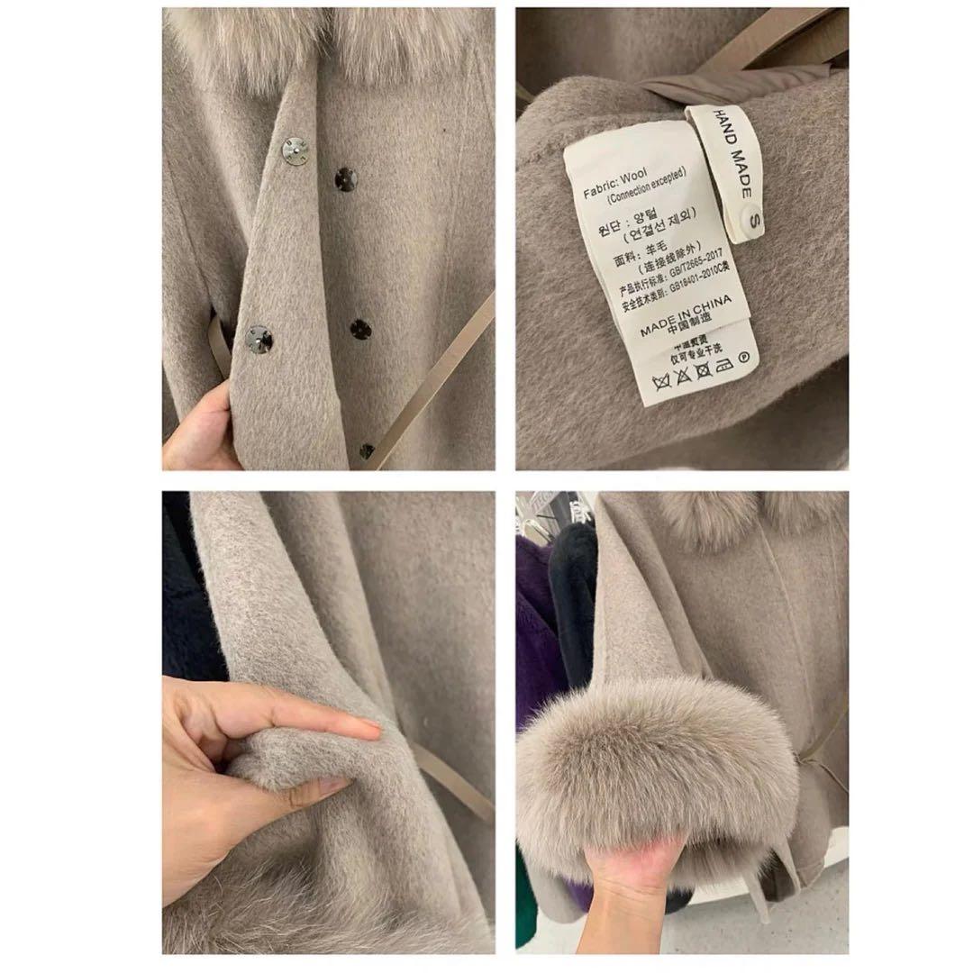 Torugato ふきちゃんのコラボ　ウールファーポンチョ グレージュ