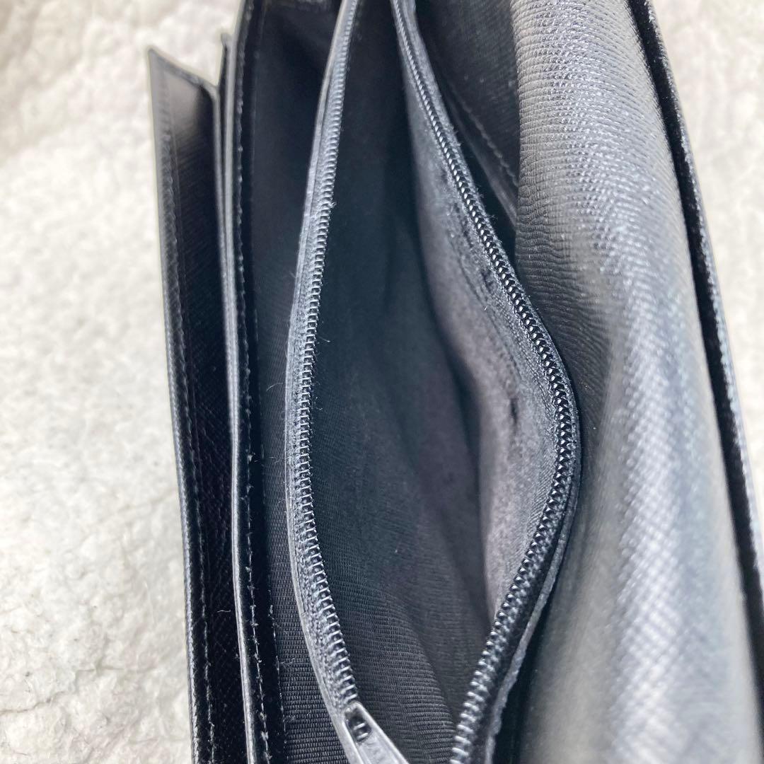 極美品✨プラダ 長財布 サフィアーノ 三角ロゴ プレート フラップ ブラック 黒