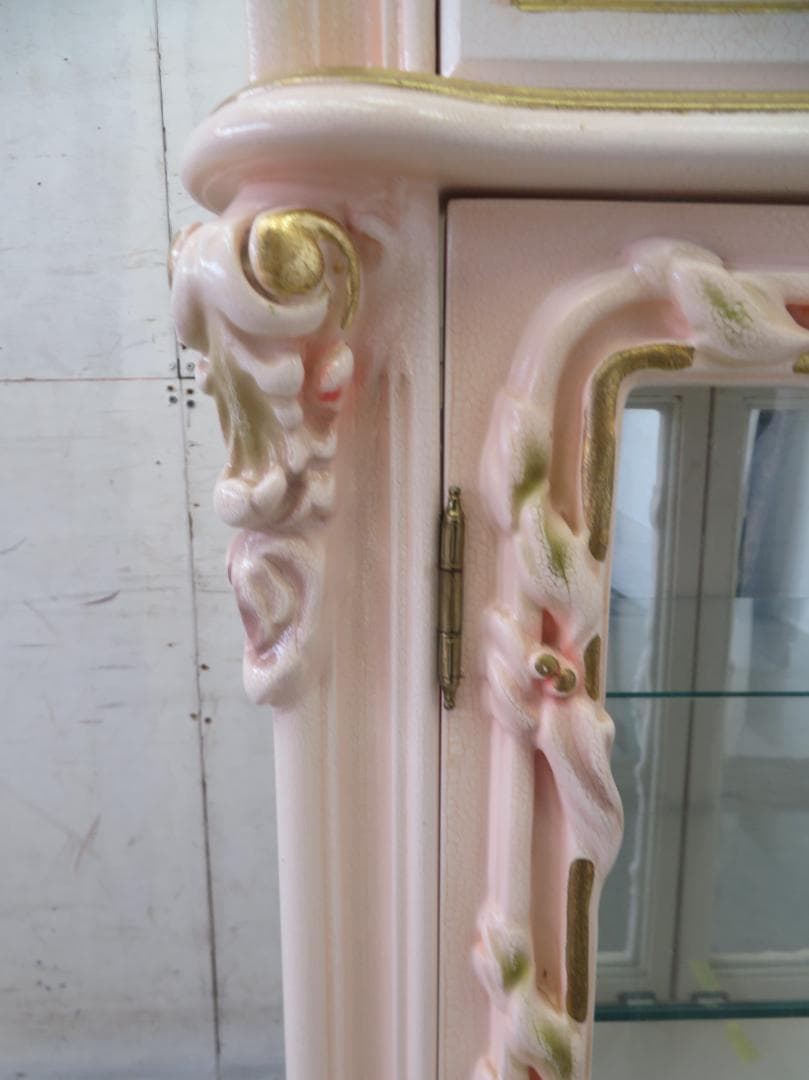 美品■ロココ■姫家具■花柄■ガラスキャビネット■ディスプレイケース■飾り棚■