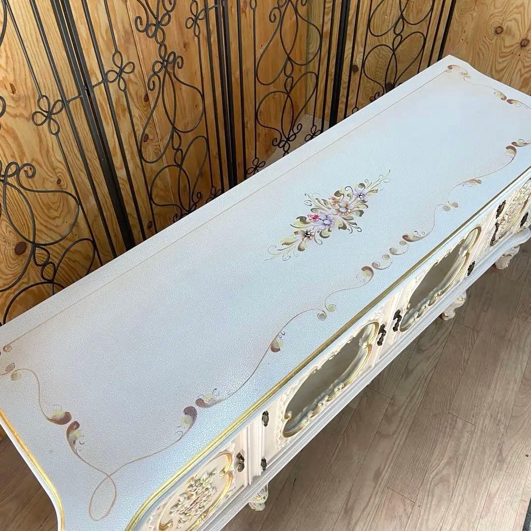 テレビボード　ロココ調　猫脚 プリンセス ヨーロピアン 姫系　花柄⑤