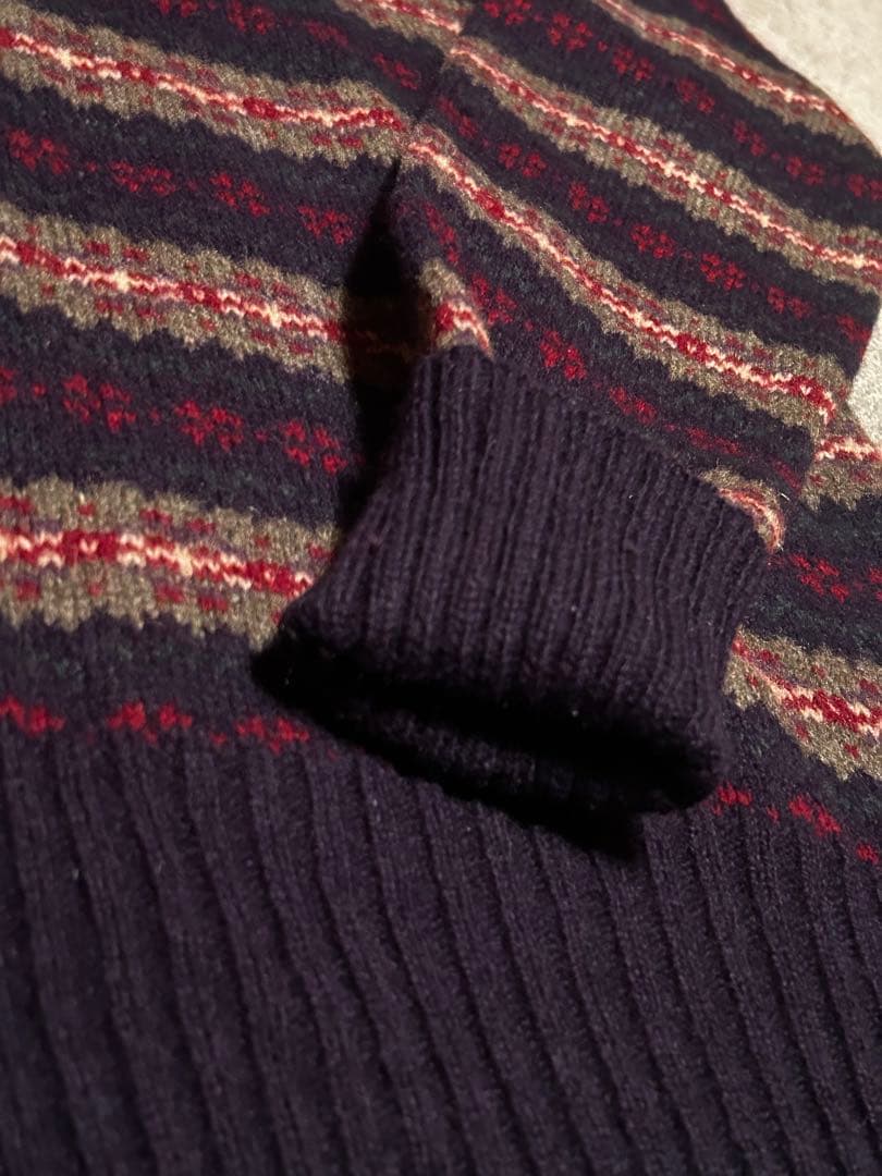 【美品　XL】ポロラルフローレン ハンドニット フェアアイル 紺 ウール 90s