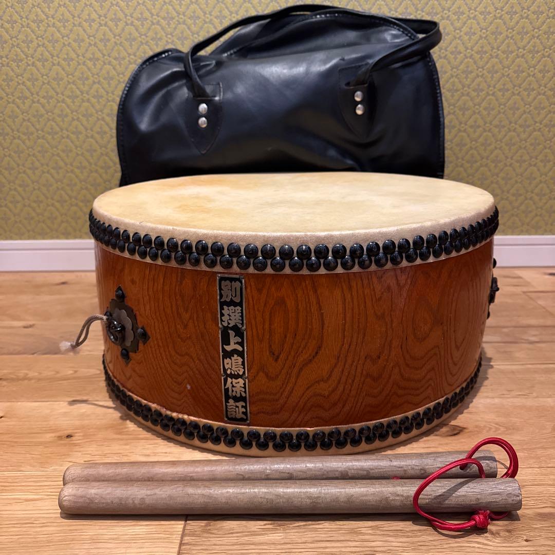 日本製 別撰上鳴保証 平太鼓 45cm オーク製バチ付 レザーケース