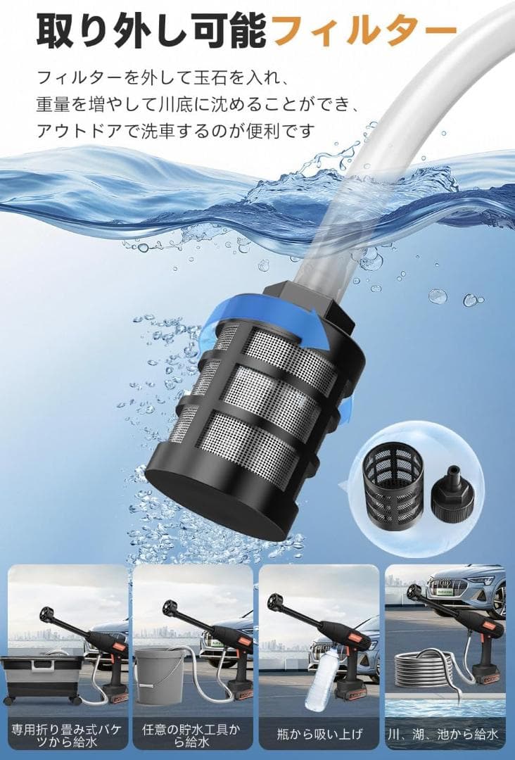 【ほぼ新品】Boomax コードレス高圧洗浄機　22L折り畳みバケツ付き