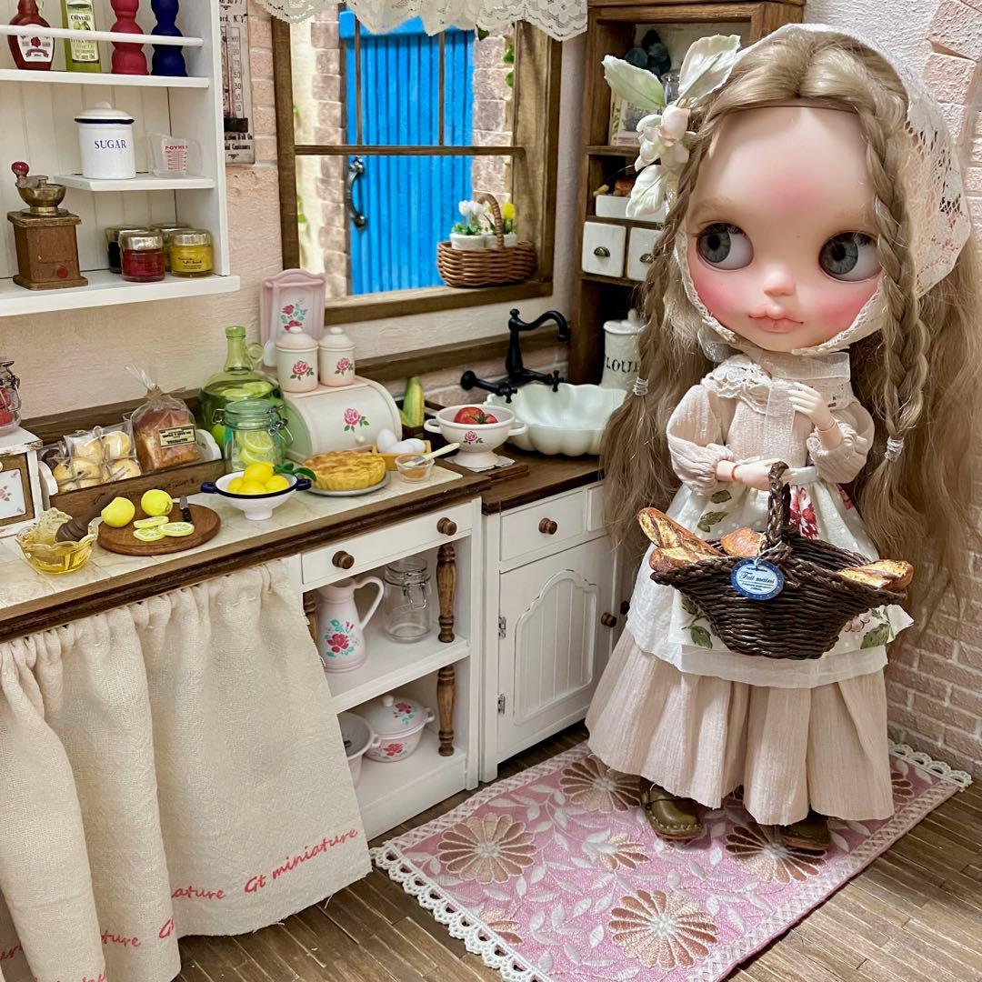 ミニチュアドール家具　キッチンシンク・キッチン台　2点セットドールハウス　1/6