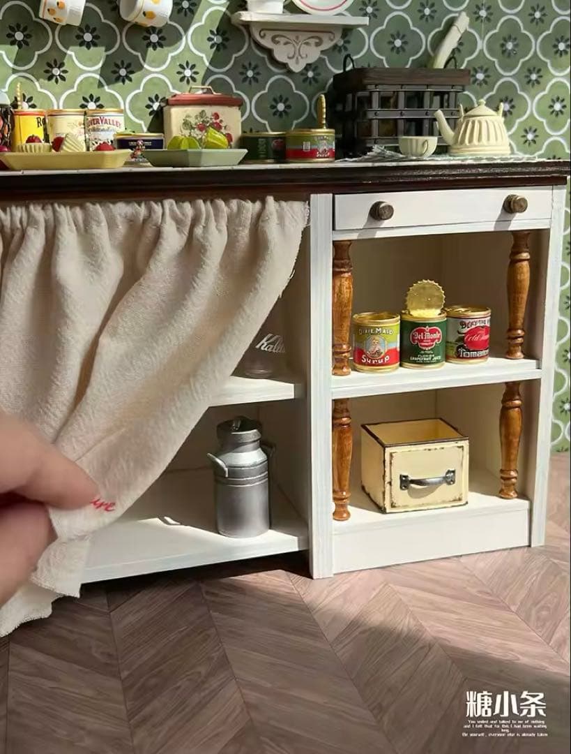 ミニチュアドール家具　キッチンシンク・キッチン台　2点セットドールハウス　1/6