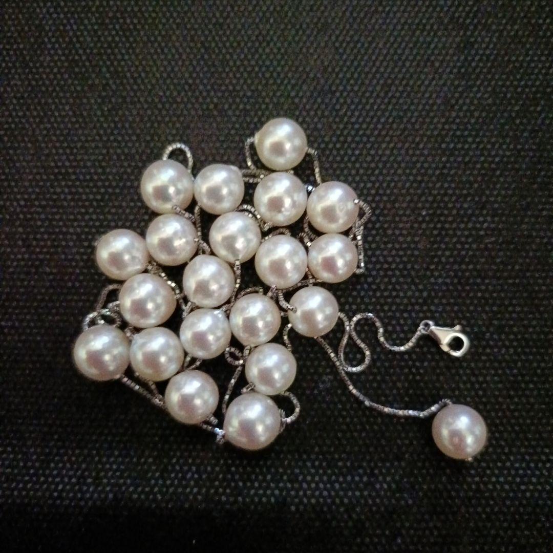 「超美品」TASAKIアコヤ大粒パールステーションネックレス95cmWGK18