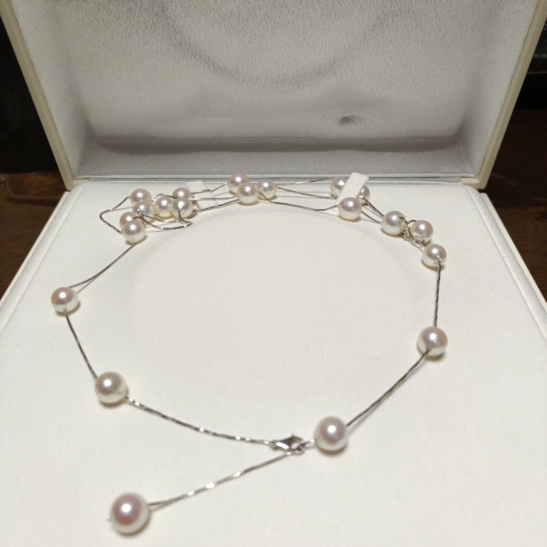 「超美品」TASAKIアコヤ大粒パールステーションネックレス95cmWGK18