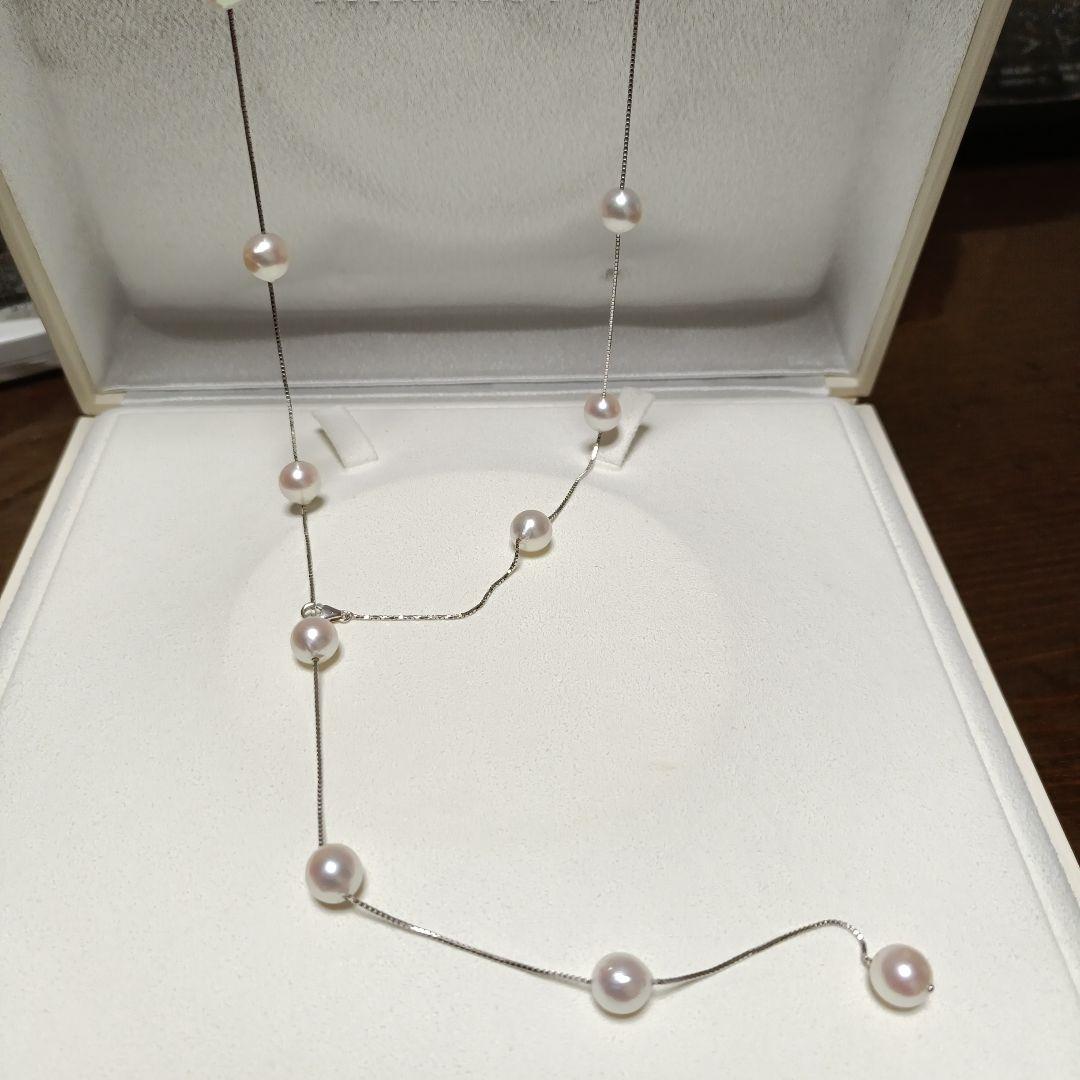 「超美品」TASAKIアコヤ大粒パールステーションネックレス95cmWGK18