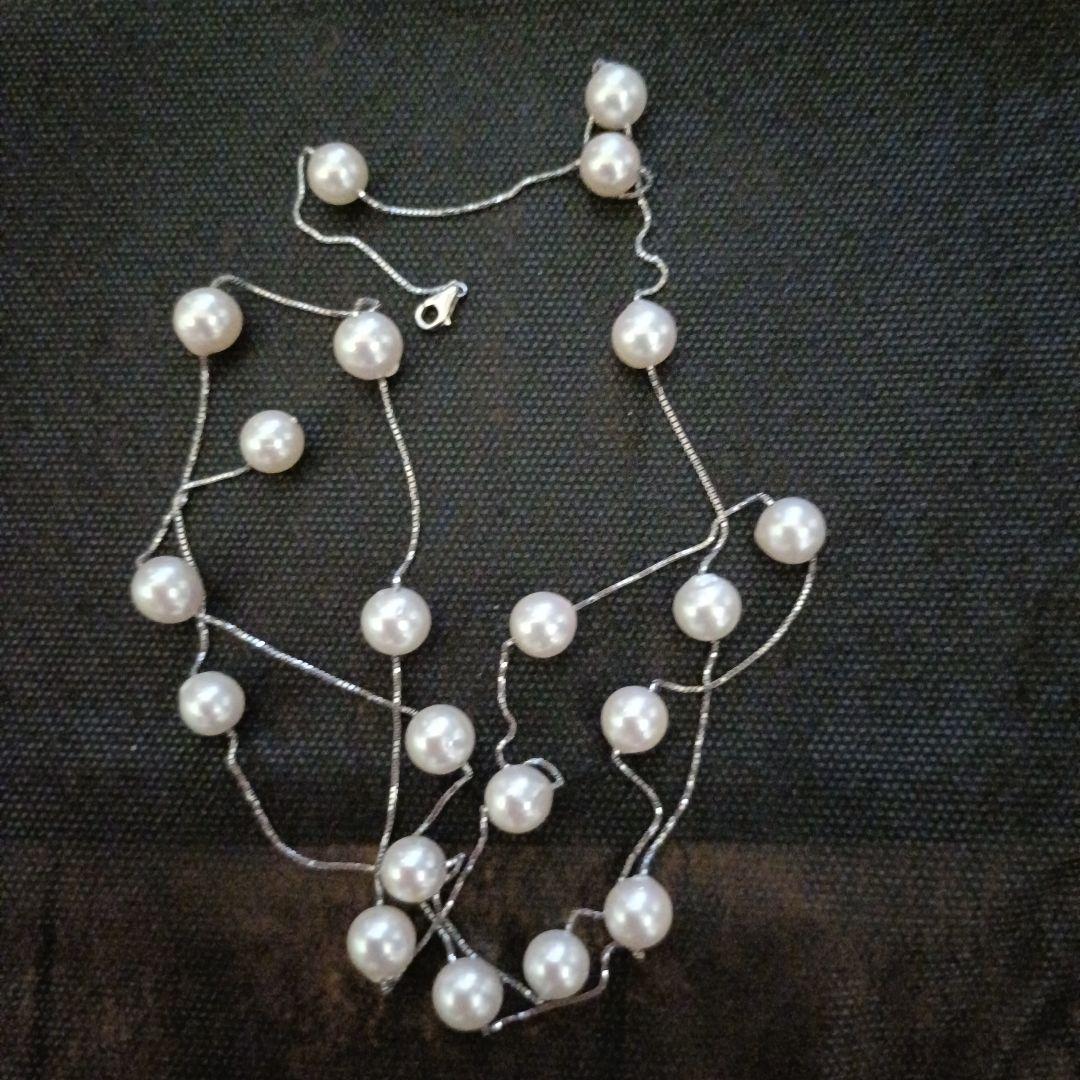 「超美品」TASAKIアコヤ大粒パールステーションネックレス95cmWGK18