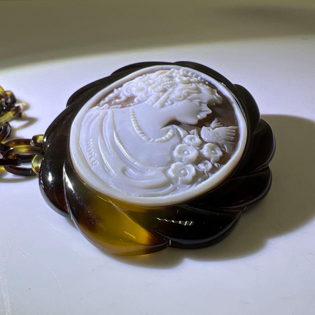 専用本鼈甲　シェルカメオチェーンネックレス　20g 東Y8-0114☆2Fトヒチ