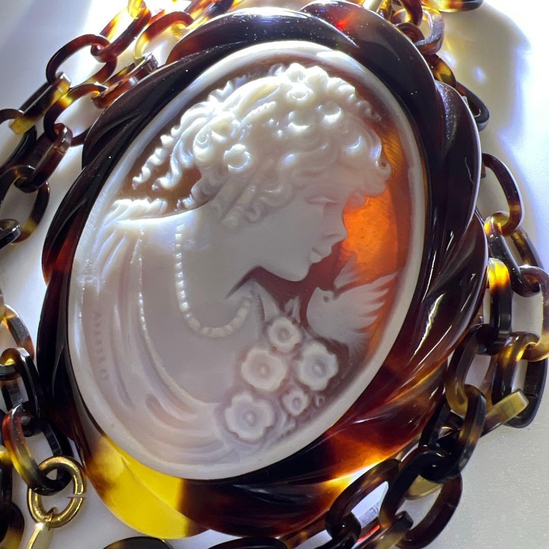 専用本鼈甲　シェルカメオチェーンネックレス　20g 東Y8-0114☆2Fトヒチ