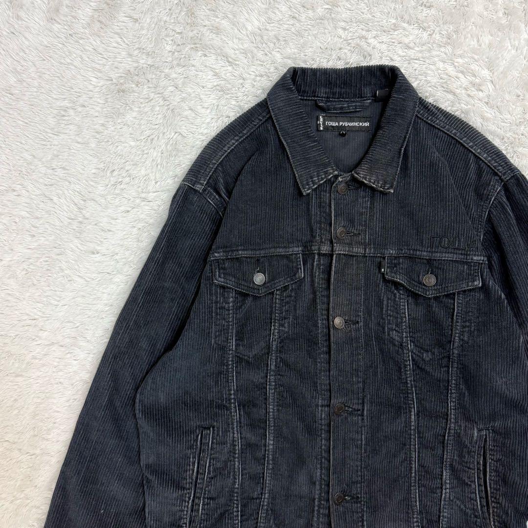 390【希少コラボ】ゴーシャ×リーバイス‪☆刺繍ロゴコーデュロイデニムジャケット