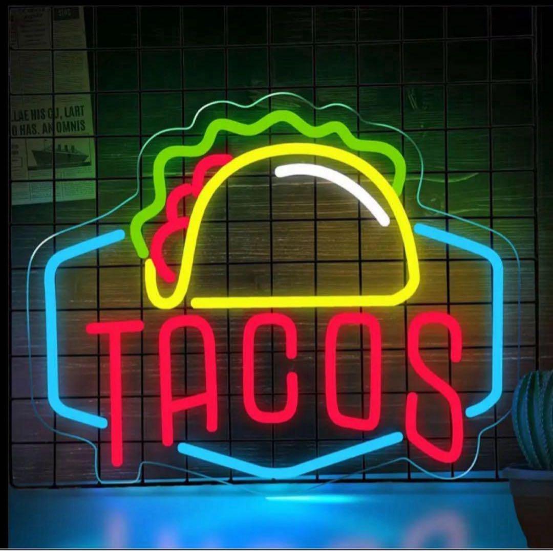 TACOSネオンライト LEDサイン USB タコス看板 店舗用