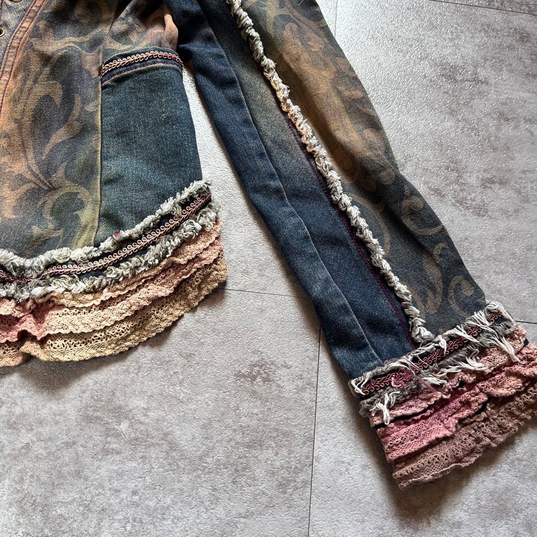 OZZ ANGELO デニムジャケット　レース　y2k フェアリーグランジ