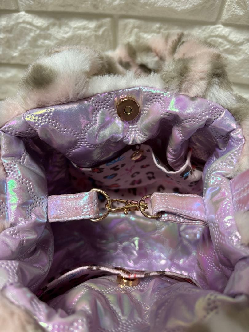 山*ば様 コヤンイサムチョン　ファーバッグ　ヒョウ柄ピンク　ルミちゃん