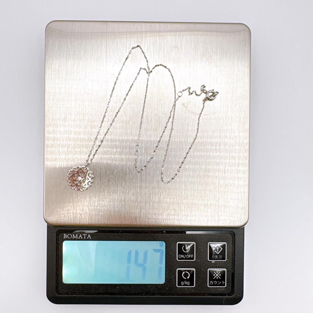 H*i様 【K18WG】天然ダイヤモンド0.01ct 透かしフラワー ネックレス