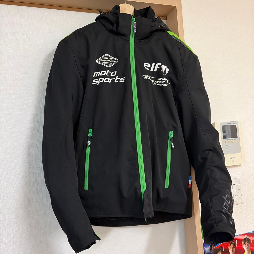 elfエルフ　エステンドウインタージャケット　サイズLL ブラック/グリーン