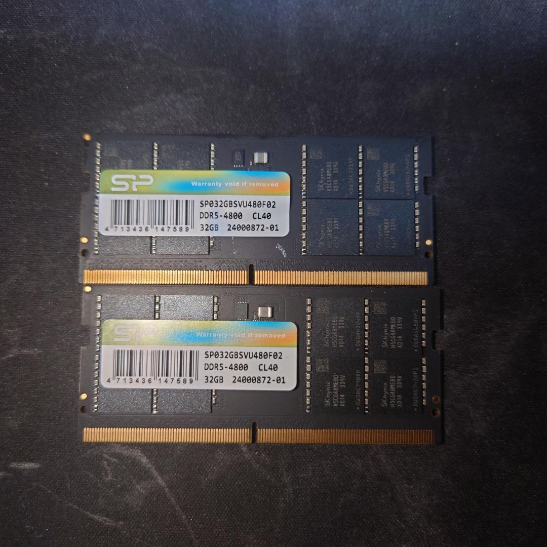 SP 32GB 2枚 計64GB DDR5-4800 CL40 メモリー