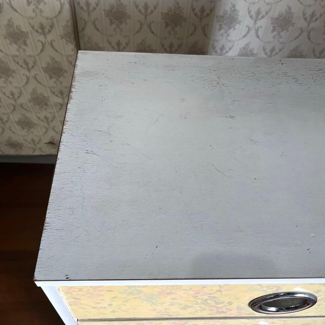 【アンティーク】昭和レトロ 花柄 引出し 6段 タンス チェスト 古民家 古家具