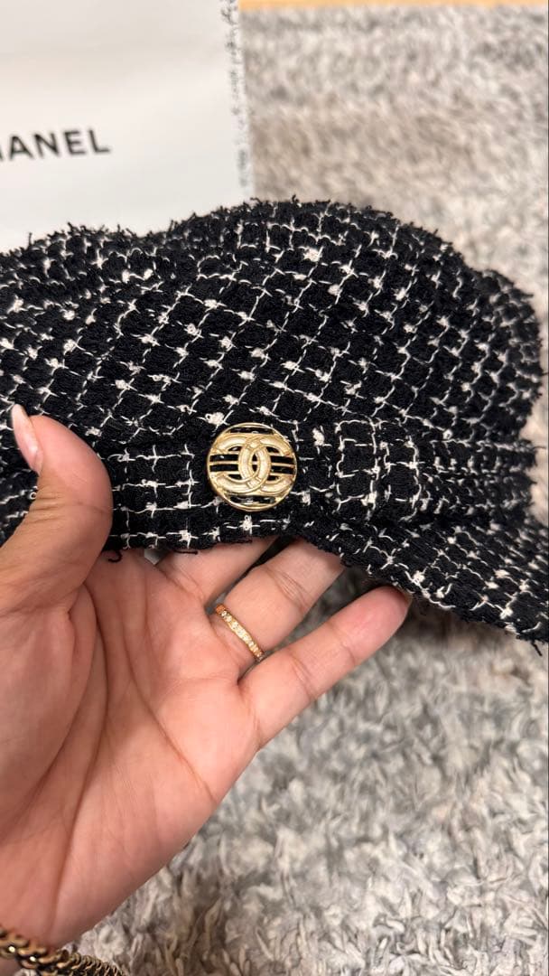 CHANEL シャネル　ツイードキャスケット　レア　Ｌサイズ