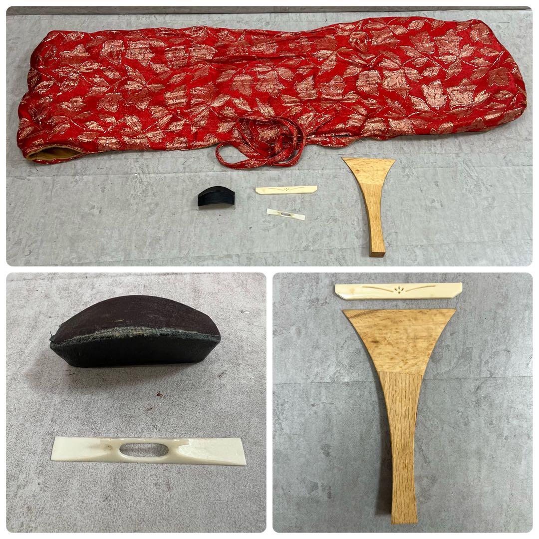 初心者おすすめ　細棹長唄三味線　正寸　和紙胴　木撥　駒　レザーハードケース