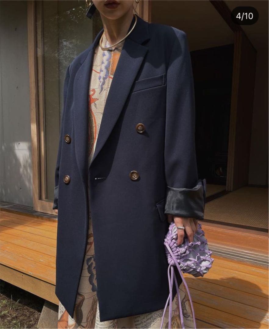 CLASSIC MINIMAL TAILORED JACKET ネイビー S