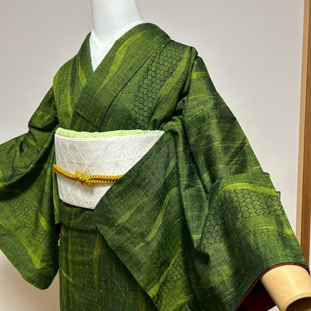 く*ん様 モ43 未使用近い　美品　袷　紬　ぜんまい紬系　色紬　小紋　フルセット