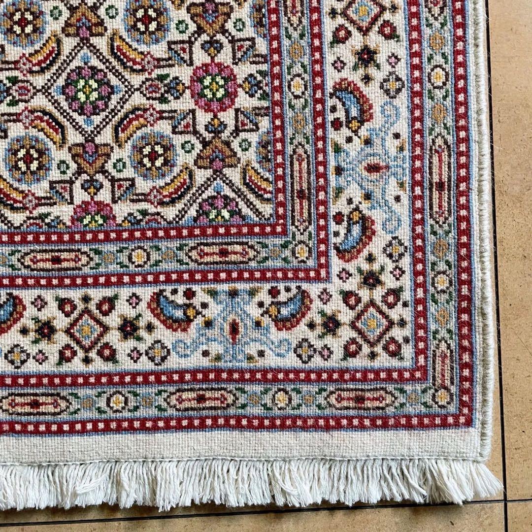 ペルシャ絨毯 玄関マット 本物 ムード産 手織り絨毯 ペルシャラグ57/88cm