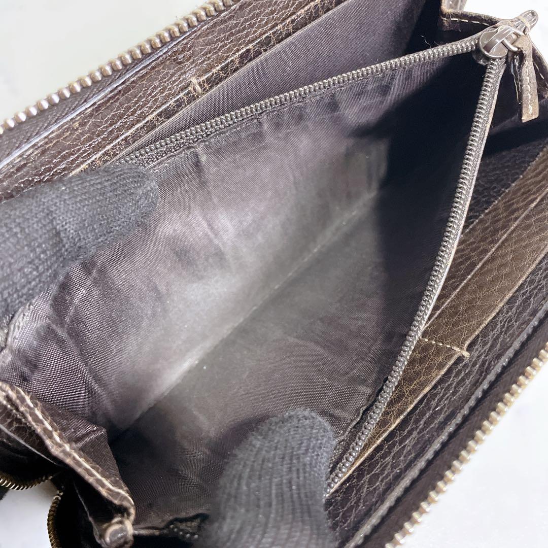 美品✨GUCCI ラウンドファスナー GGシマ バンブー ブラウン 長財布