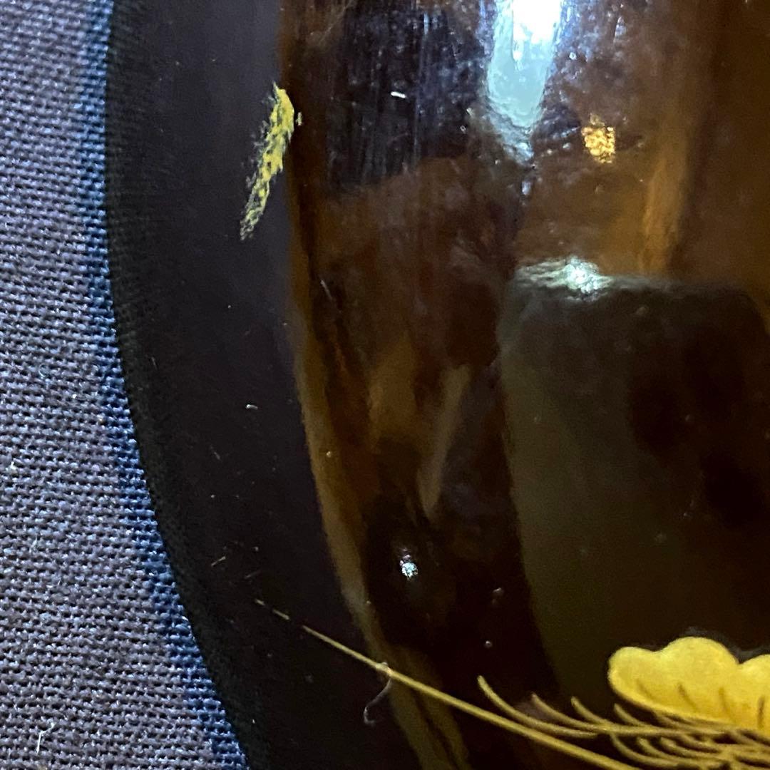 時代物骨董　木製漆器吸物椀七客　蒔絵・黒内朱　源氏物語　松風・葵の上　7客組