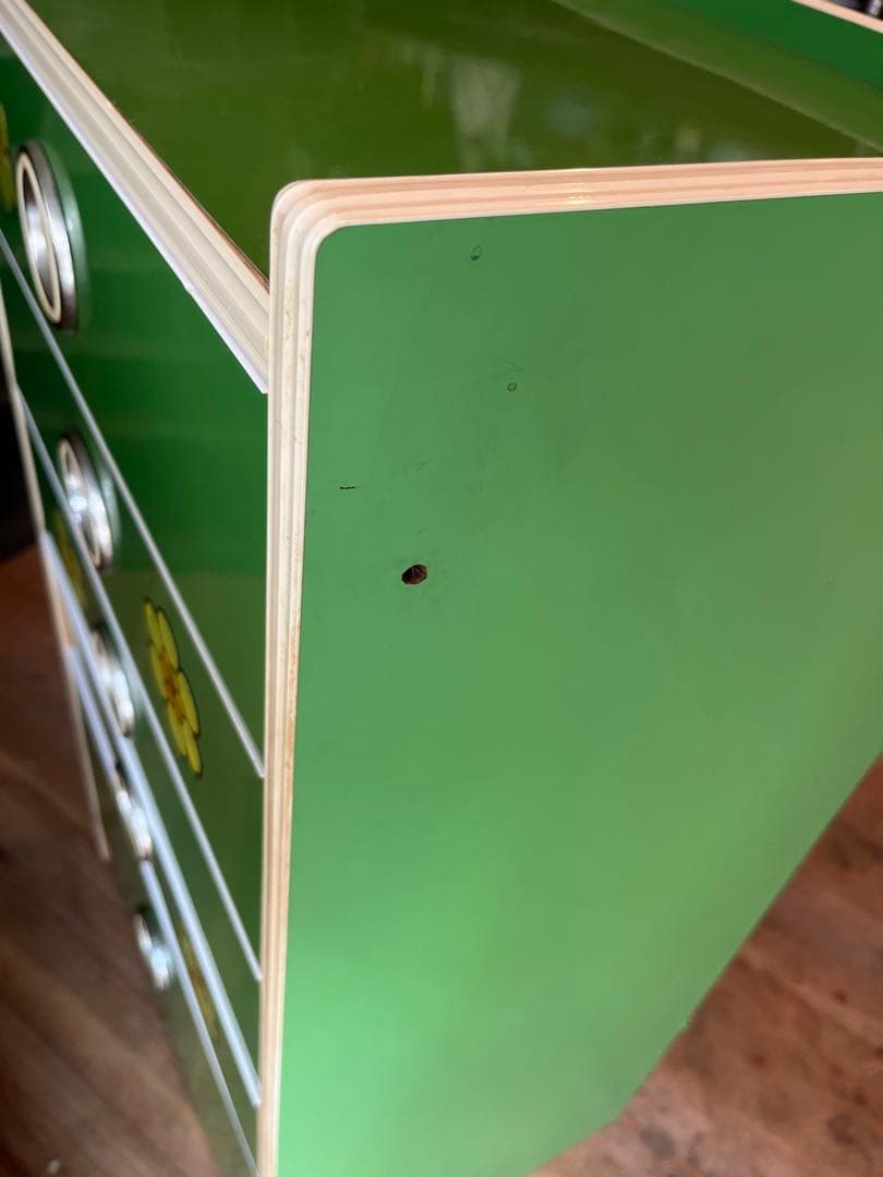 小雪＊チェスト レトロポップ 昭和レトロ 花柄 緑 グリーンインテリア