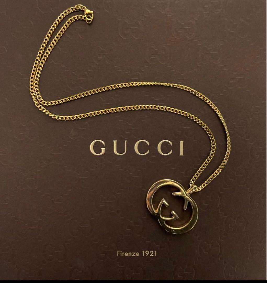 極美品 GUCCIグッチ インターロッキングG チャームネックレス【正規品】