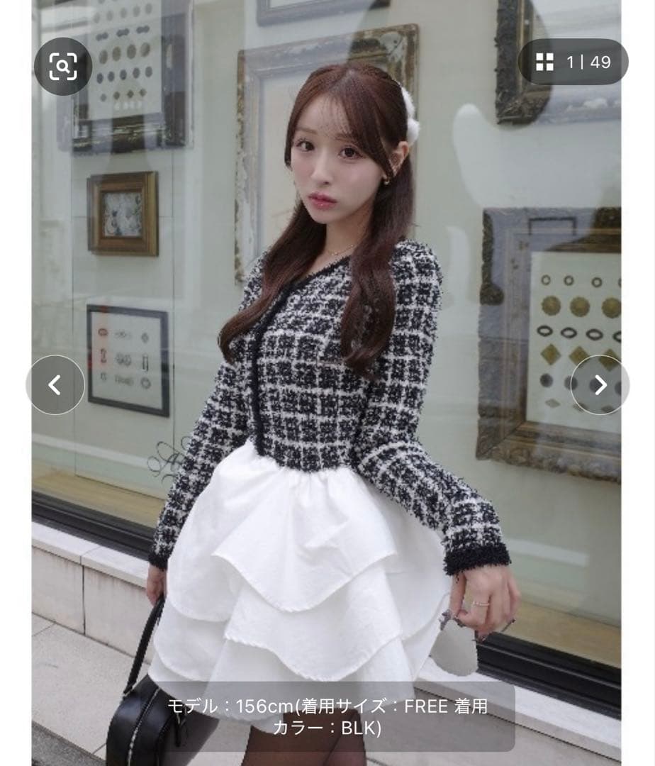 【新品未使用】最安値Darich ボリュームフリルツイードワンピース ブラック