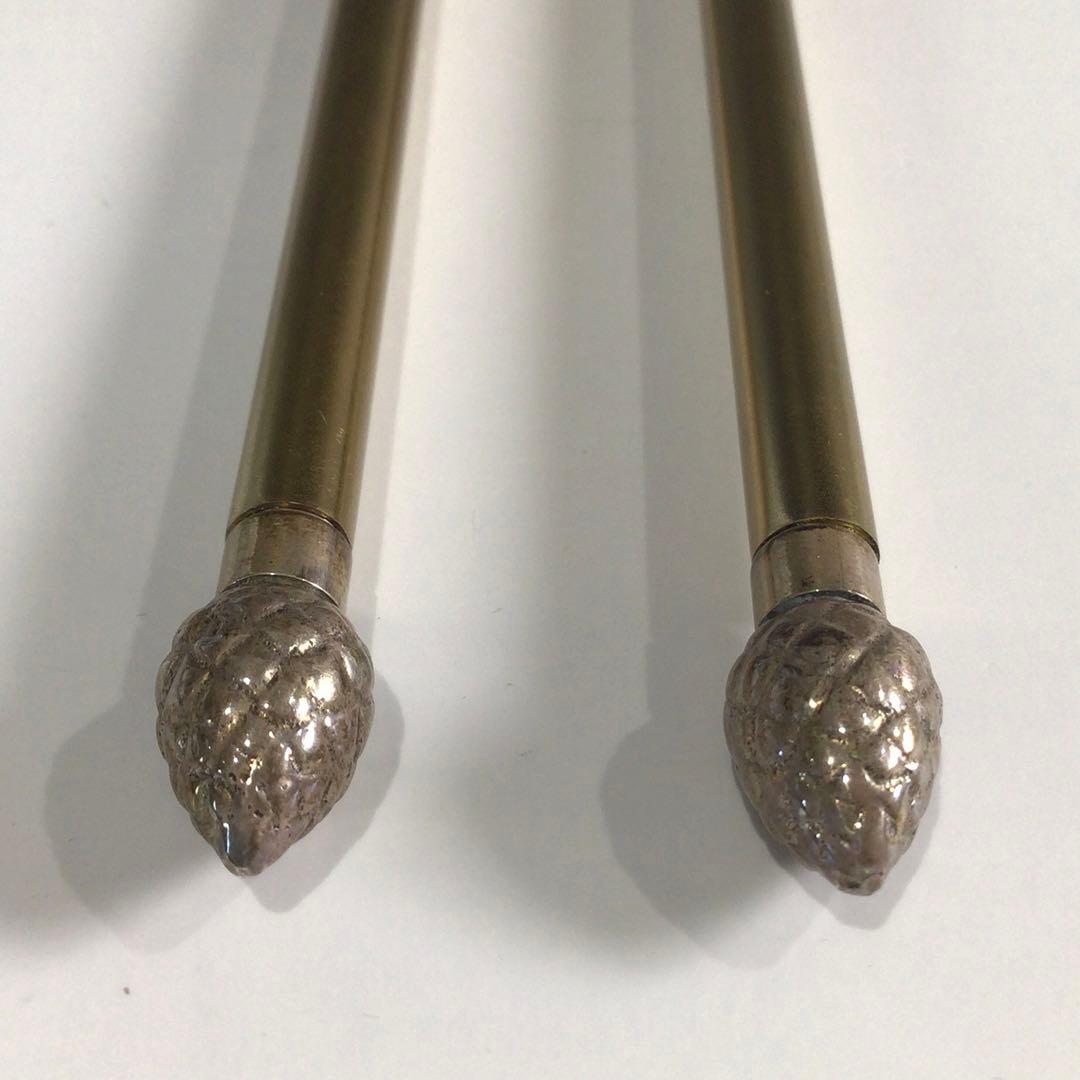 Ｐ７４７　火箸　『木村清雲造』『南鐐』『松笠頭』『飾火箸』　共箱　茶道具