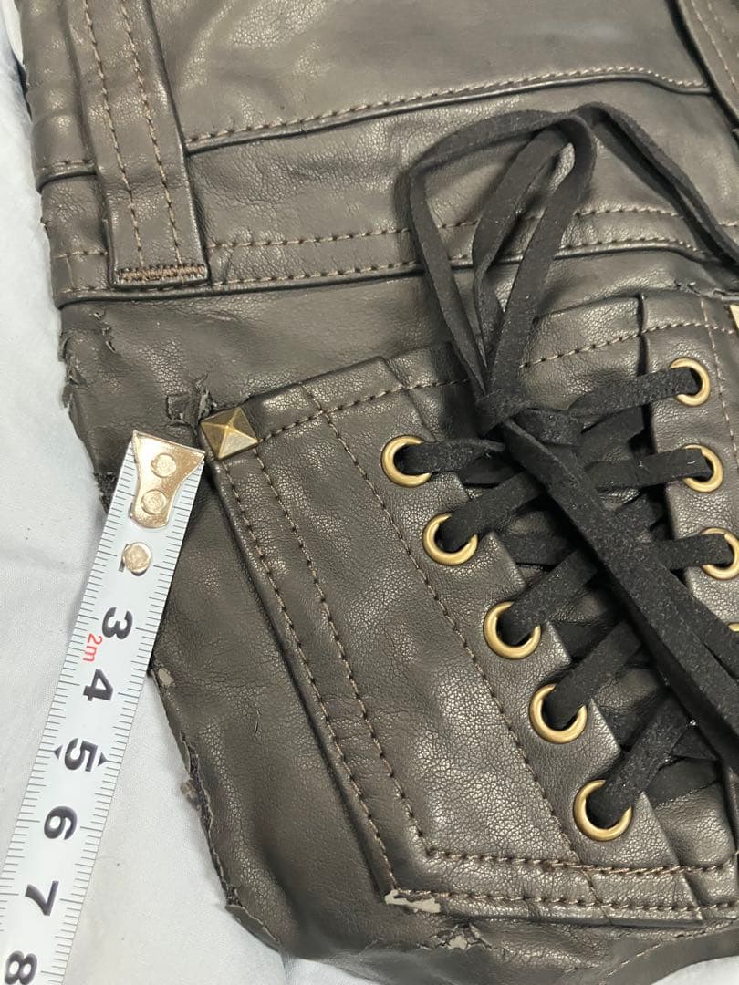 d.i.aスタッズ付きブラックレザーショートパンツ25サイズ