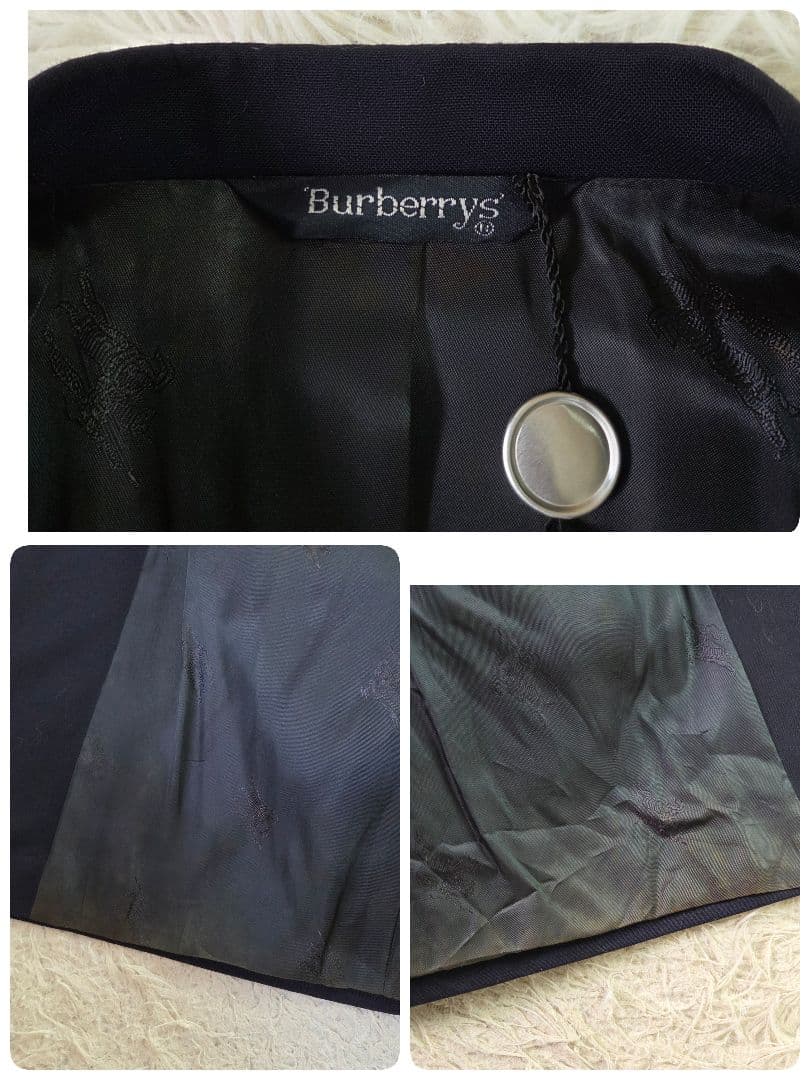 美品 バーバリー ダブル 紺ブレ 金ボタン サイズXL相当 ダークネイビー