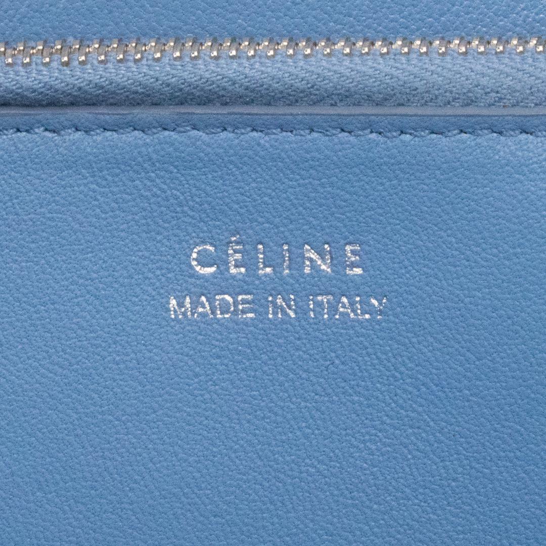 本物 セリーヌ 長財布 ファスナー メンズ レディース パイソン 水色 ブルー