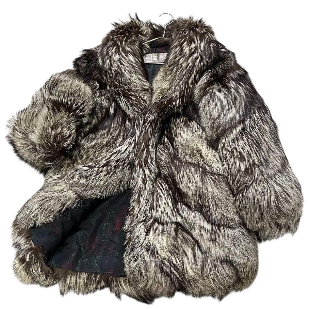 肉厚◎ 着丈80cm シルバーフォックス サガフォックス 裏地総柄 Lサイズ